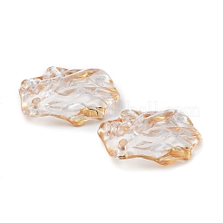 透明なアクリルパーツ  ゴールドスタンピング付き  花弁  透明  20x17.5x5mm  穴：1.5mm  1086個/ 500g&nbsp;X1-TACR-D013-03