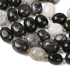 Натуральные турмализированные кварцевые бусинки&nbsp;G-G453-D06-01