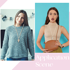 Сплав паве синтетическая бирюза крест кулон 8 мм круглые бусины ожерелья для женщин NJEW-WH20816-004AS