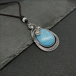 Ожерелья с подвесками из синтетической бирюзы для женщин и мужчин OZ9132