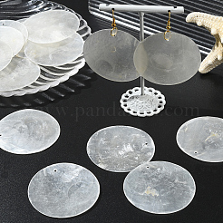 60 шт. плоские круглые подвески из ракушек капиз&nbsp;SSHEL-SC0001-49