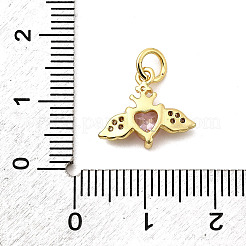 Подвески в форме сердца с крыльями из латуни с микропаве из кубических цирконий KK-C134-13G