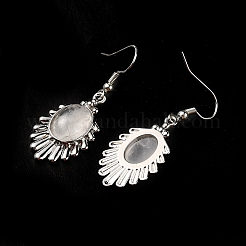 Серьги-капли с подвесками из натурального кристалла кварца&nbsp;EJEW-K246-01P-03