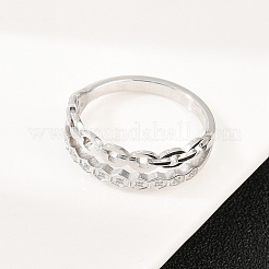 Женские кольца из нержавеющей стали 304 с микропаве из кубических цирконий&nbsp;RJEW-K315-01P