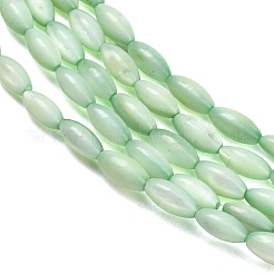 天然淡水シェルビーズ連売り  米のビーズ  染め  薄緑  7~8x3.5~4mm  穴：0.5mm  約47~49個/連  14.37~14.88インチ（36.5~37.8cm）&nbsp;X-SHEL-C010-01A