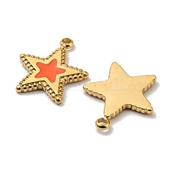 304ステンレススチールチャーム  エナメル  スターのチャーム  14KGP本金メッキ  14x12.5x1mm  穴：1.4mm&nbsp;STAS-L022-173G