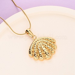 Цепочка-змея из текстурированной нержавеющей стали 304 с подвеской в форме ракушки для женщин NJEW-F354-10G