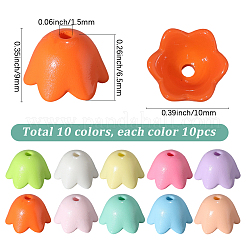 100 шт. 10-цветные непрозрачные акриловые колпачки для бусин&nbsp;OACR-SC0002-53