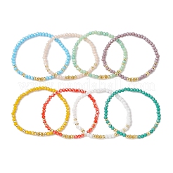 Гальванизированные стеклянные бусины бисерные растягивающиеся браслеты&nbsp;BJEW-JB10955