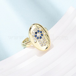 Регулируемые открытые кольца-манжеты из латуни с микропаве из кубического циркония для женщин&nbsp;RJEW-K264-06G