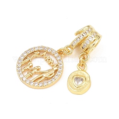 Pendentifs en laiton avec micro pavé de zircone cubique transparent pour la fête des mères&nbsp;KK-H268-06G-01