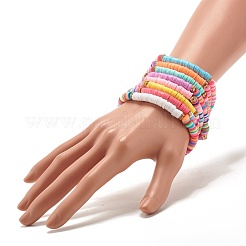 Set di bracciali elastici fatti a mano in argilla polimerica con perline heishi&nbsp;BJEW-JB07516