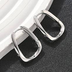 Orecchini a cerchio rettangolari in ottone&nbsp;EJEW-D320-24P