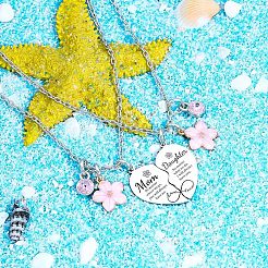 День матери цинковый сплав черная эмаль сердце дочь мать пара ожерелья для женщин FS-WGCFB36-01