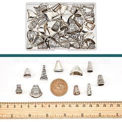 50 шт. 10-х стилевые тибетские бусины из сплава с конусами и колпачками FIND-NB0003-16