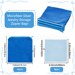 4 sac de rangement à fermeture éclair en microfibre pour bijoux en argent&nbsp;ABAG-BBC0001-33A