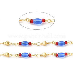 Овальные цепочки ручной работы из стеклянных бусин CHC-M024-12G