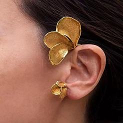 Boucles d'oreilles manchette en alliage à motif floral pour femmes&nbsp;WGC4756-01