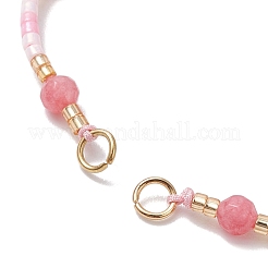 Fabricación de pulseras trenzadas hechas a mano con cuentas de jade natural teñidas y redondas facetadas de 4 mm&nbsp;AJEW-MZ00003-02