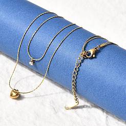 Двухслойные ожерелья в форме сердца из нержавеющей стали 304 для женщин NJEW-Z091-01G