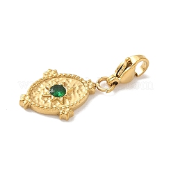 Овальные подвесные украшения из стекла и нержавеющей стали 304 HJEW-D301-01B-G