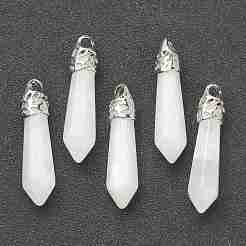 Colgantes puntiagudos de jade blanco natural tipo bala&nbsp;G-E332-C27