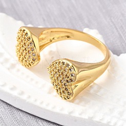 Открытые манжеты из латуни с микропаве и цирконием для женщин&nbsp;RJEW-K292-04G