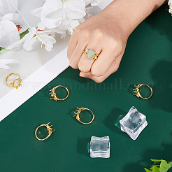 6 Stück Rack Plating oval Messing Micro Pave Zirkonia verstellbare Solitär Ring Komponenten&nbsp;KK-DC0005-11