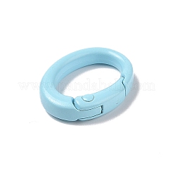 スプレー塗装された合金スプリングゲートリング  オーバル  ライトスカイブルー  19.5x15x4.5mm&nbsp;AJEW-C035-01A
