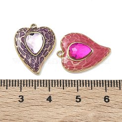304ステンレススチールエナメルペンダント  ハートチャーム  ラインストーン付き  ゴールドカラー  ミックスカラー  19.5x15x4mm  穴：1.4mm&nbsp;STAS-F345-03G
