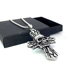 Ожерелья из нержавеющей стали с готической подвеской в виде черепа и креста для мужчин и женщин MR5586