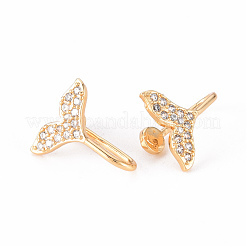 Латунные серьги-манжеты из прозрачного кубического циркония EJEW-Q703-002-NF