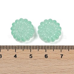 透明ガラスビーズ  花  焼き付け塗料  ミディアムアクアマリン  16x15.5x7.5mm  穴：1.2mm&nbsp;DGLA-E004-05G