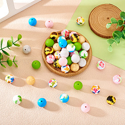 54шт 9 стиля круглые пищевые экологически чистые силиконовые бусины SIL-TA0002-63