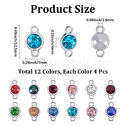 48 Stück 12 Farben facettierte flache runde Glasverbinder-Anhänger&nbsp;FIND-SC0023-35