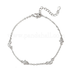 Pulseras de eslabones de estrella y luna con microengaste de circonitas cúbicas transparentes en latón&nbsp;KK-CBA6980-28P