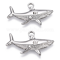 304ステンレスペンダント  サメチャーム  ステンレス鋼色  17.5x32x3.5mm  穴：2.2mm&nbsp;STAS-WH0047-56S