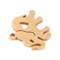 イオンプレーティング（IP）201ステンレスペンダント  ハートを象  ゴールドカラー  14.5x16x1mm  穴：1.4mm&nbsp;STAS-K003-04G