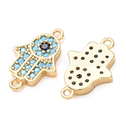 Ciondoli con connettori a forma di mano di Hamsa in ottone con micro pavé&nbsp;CU-K002-07G