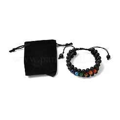 Bracelet homme perles tressées 3 rang&nbsp;BJEW-JB06960-04