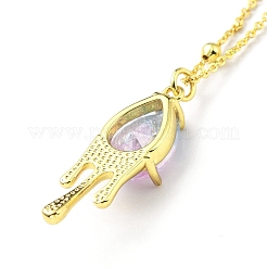 Колье с кулоном в форме слезы из синтетического кристалла&nbsp;NJEW-G016-03B