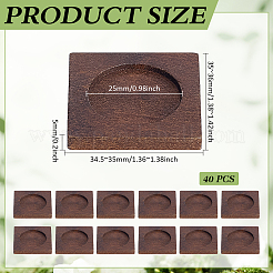 木製カボションセッティング  正方形  コーヒー  34.5~35x35~36x5mm  内径：25mm&nbsp;WOOD-WH0124-162B