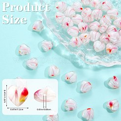 ミルフィオリガラスビーズ 1 連  ハート  ラベンダー  11.5~12x12x6.5~7mm  穴：0.8mm  約50個/連  22.05''（56センチメートル）&nbsp;LAMP-SZ0001-47A