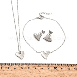 Наборы подвесок в виде сердца из нержавеющей стали 304: колье&nbsp;SJEW-P008-01P