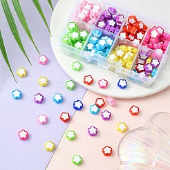 200шт 8 цвета прозрачные акриловые бусины с цветком TACR-YW0001-91