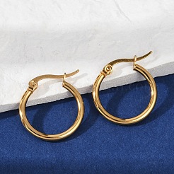 Серьги-кольца из нержавеющей стали 201 с вакуумным покрытием PVD и штифтами из нержавеющей стали 304 для женщин&nbsp;LS-EJEW-D279-12G-05