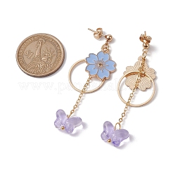 Ohrstecker mit Blumenmotiv aus goldener Emaille-Legierung&nbsp;EJEW-JE05713