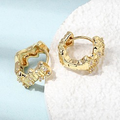 Boucles d'oreilles créoles en laiton micro pavé de zircons cubiques transparents pour femmes&nbsp;KK-CBA9109-01G