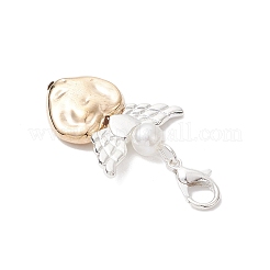 60 шт. 2-цветный CCB пластиковый кулон в форме сердца в виде ангела&nbsp;HJEW-JM04529