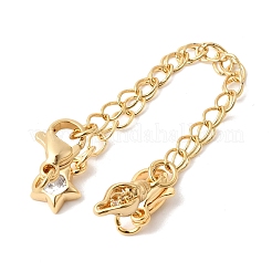 Удлинитель цепочки из латуни с микропаве и прозрачным кубическим цирконием&nbsp;KK-Z149-06G